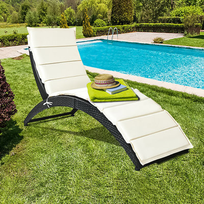 Chaise longue inclinable de 25 po de long avec coussins