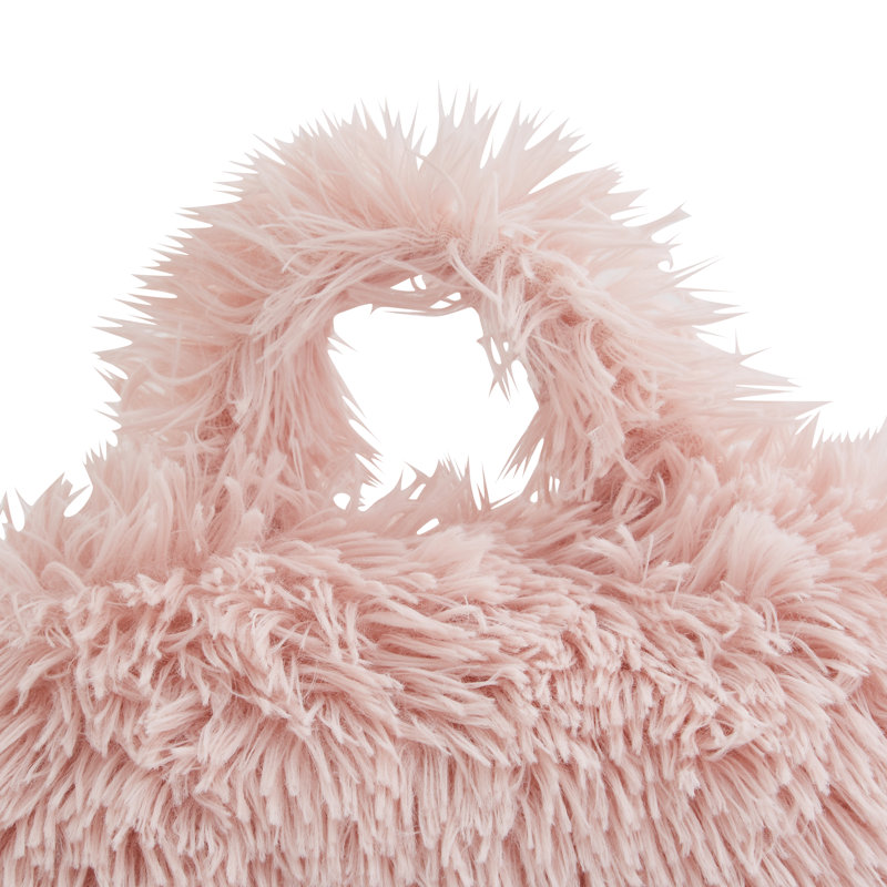 Cuddly Deep Pile Faux Fur High Back Cuddle Cushion Back Rest, Pink