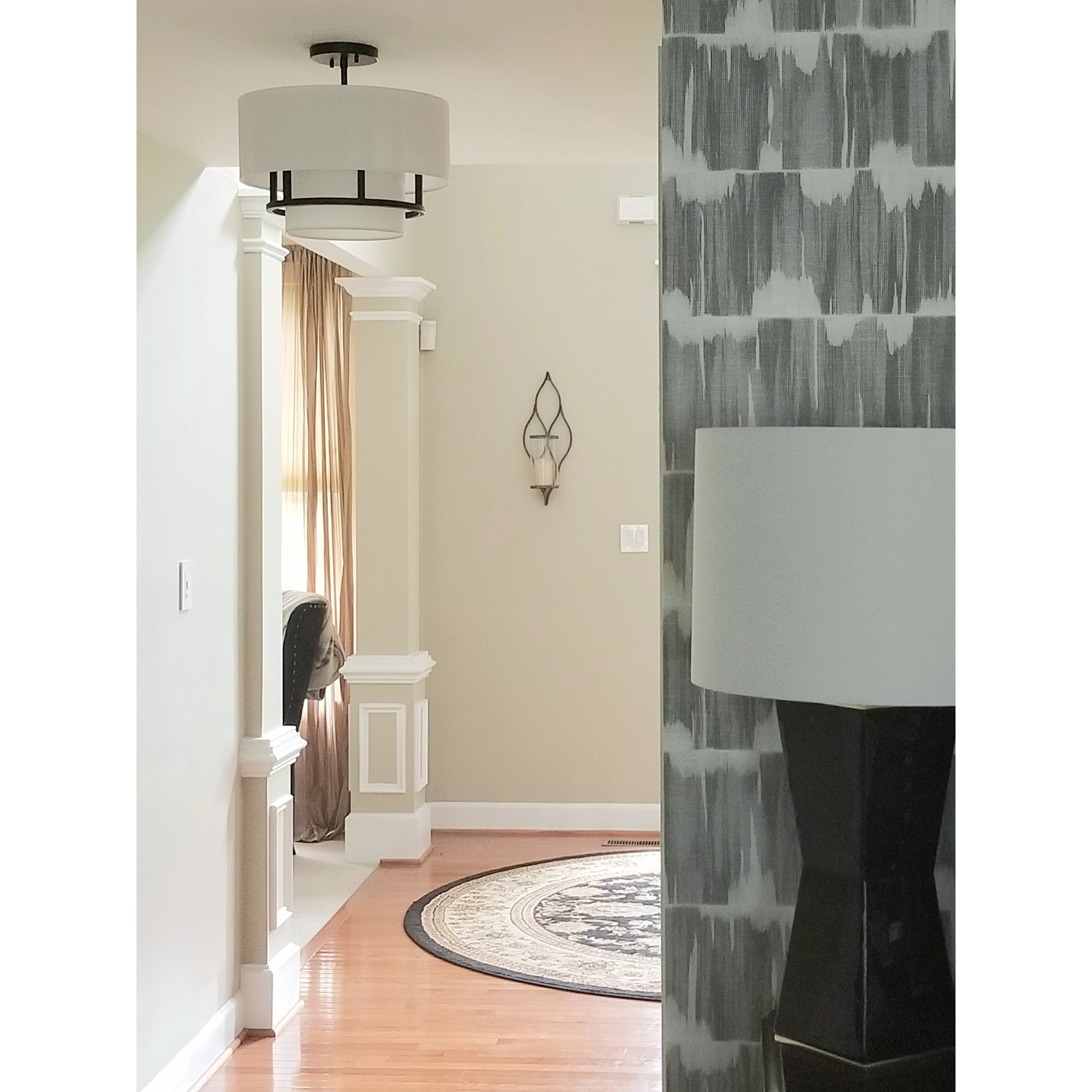 Graham Three-Light Semi-Flush Mount Ceiling Light w/ Faux Parchment Shades, Black