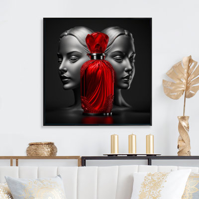 «Ramonia Vintage Perfume» en rouge et noir - reproduction sur toile