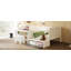 Lit de jour simple en bois avec tablettes de rangement et casiers, lit multifonctionnel avec bureau d'étude et tabouret assorti-801779477
