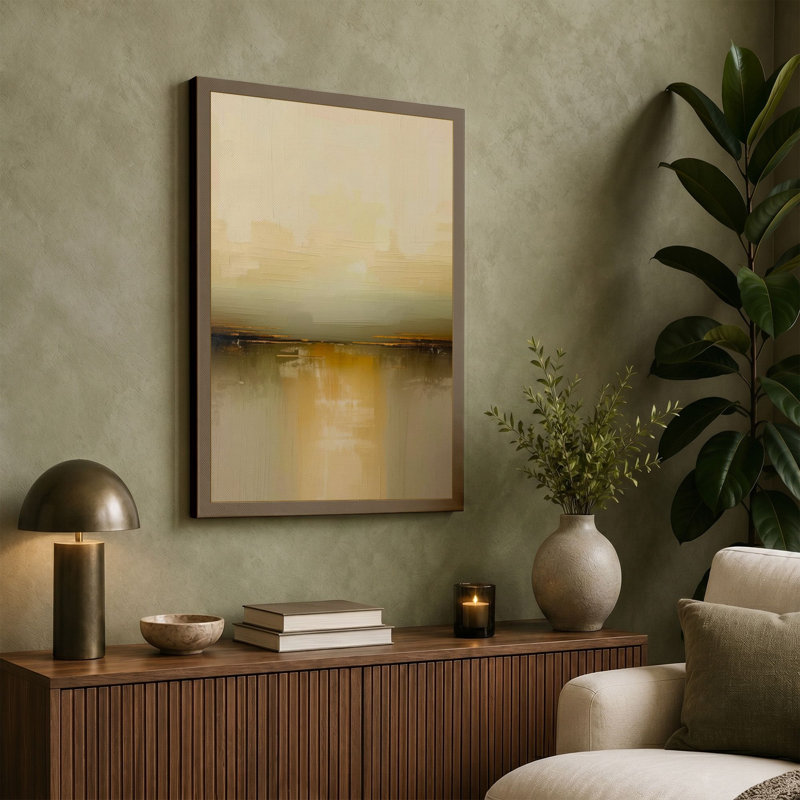 Horizon at Dawn Minimalist - Wrapped Canvas, 18x12 - 45.7 x 30.5 cm, Sage Border