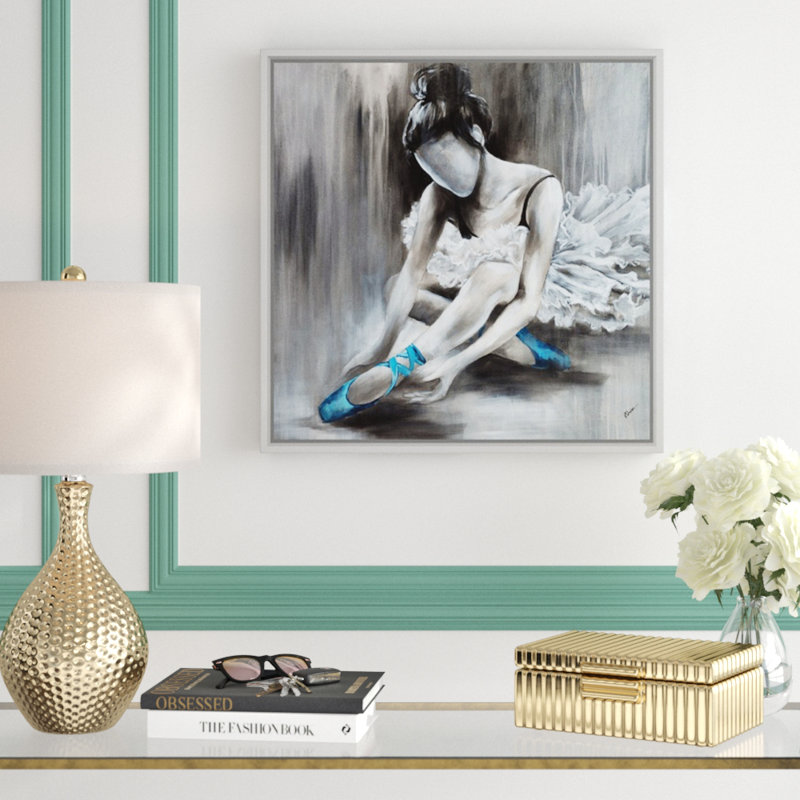 « et grâce i », peinture sur toile, H 21,7 po x l 21,7 po x p 1,75 po, Cadre flottant blanc