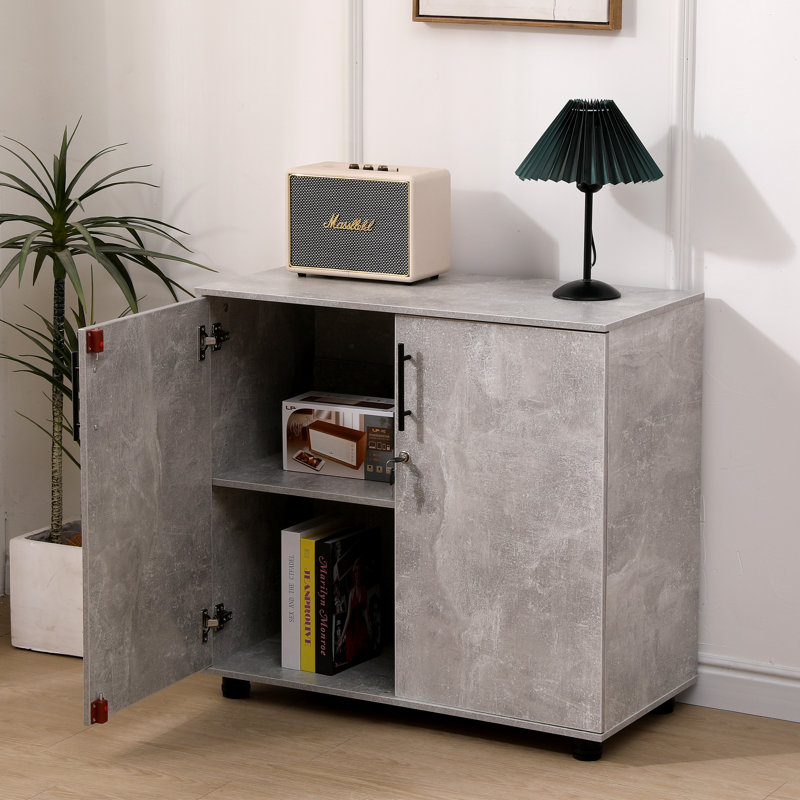 Lancaster 31.5”W Lockable Storage Cabinet with Adjustable Shelf & Leveling Feet — 2-Door Utility Cupboard for Home Office, Pantry, Laundry, Mudroom & Garage (Desk-Height 29.5”H)