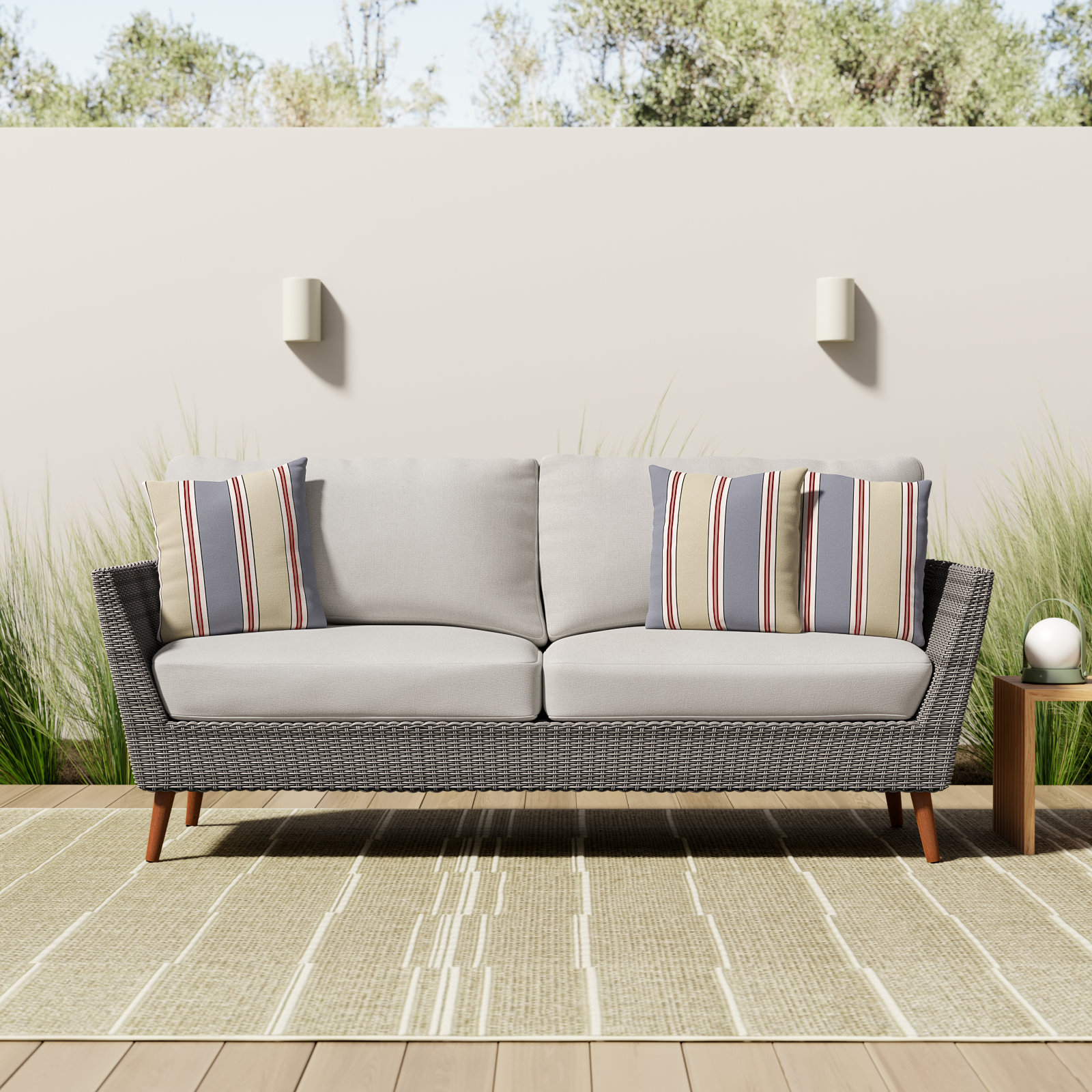 Ferdinand 83.6'' Wide Wicker Patio Sofa with Cushions
