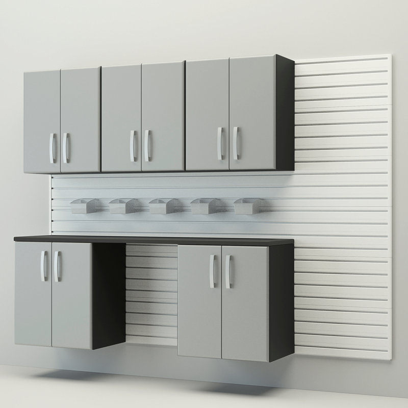 16 Piece Plastic Storage System, White/Silver