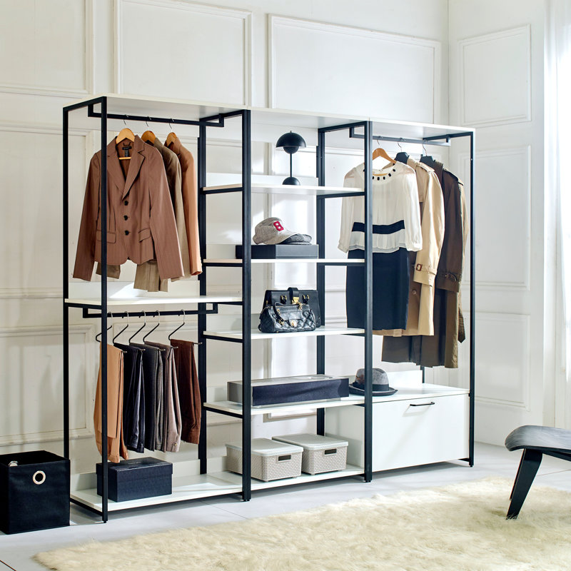 Système de placard en bois polyvalent avec structure en métal robuste