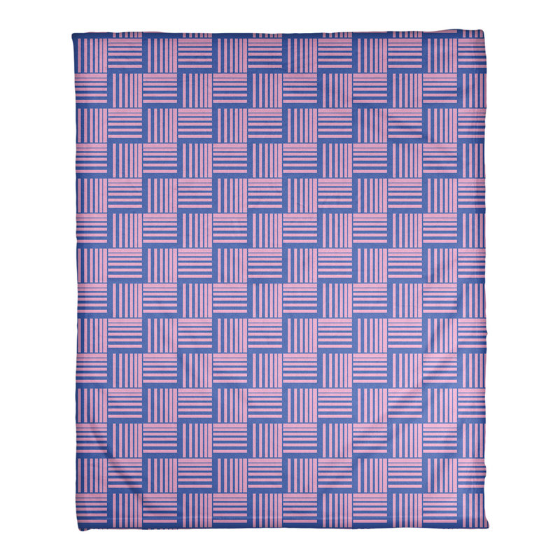Couverture polaire à rayures classic basketweave, l 50 po x L 60 po, Bleu / Rose