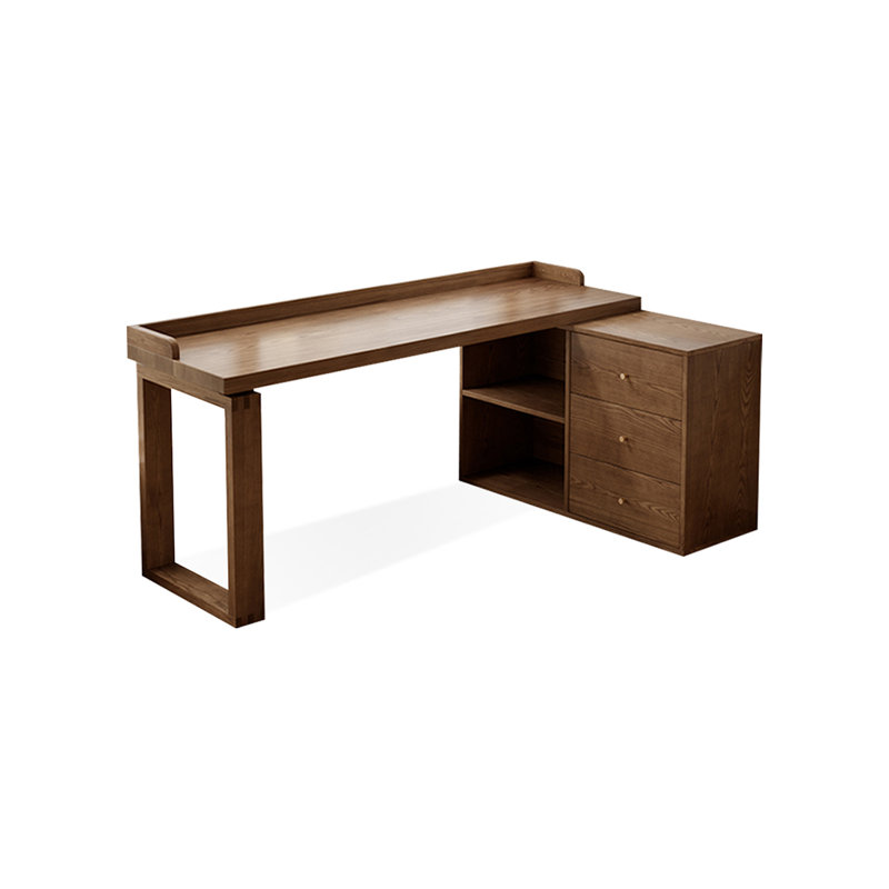 Bureau de direction en L en noyer massif avec tiroirs, H 29,53 po x l 70,87 po x P 47,24 po, Retour à droite