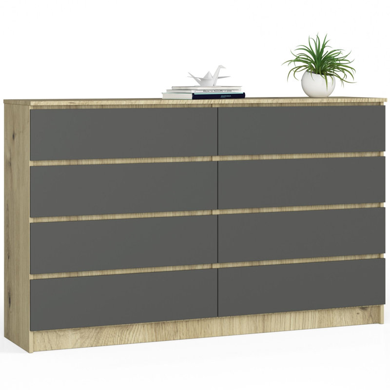 Helbon 8 - Drawer Chest of Drawers, Artisan oak/Graphite Grey