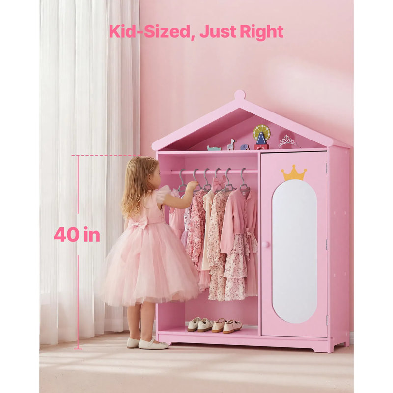 Dress Up Storage With Mirror,wardrobe Closet For Girls,pretend Princess Storage Dresser, For Bedroom, Girls Room, Pink