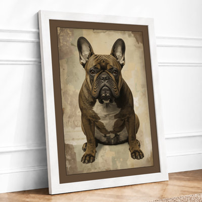 French Bulldog Portrait Vintage - Framed Print