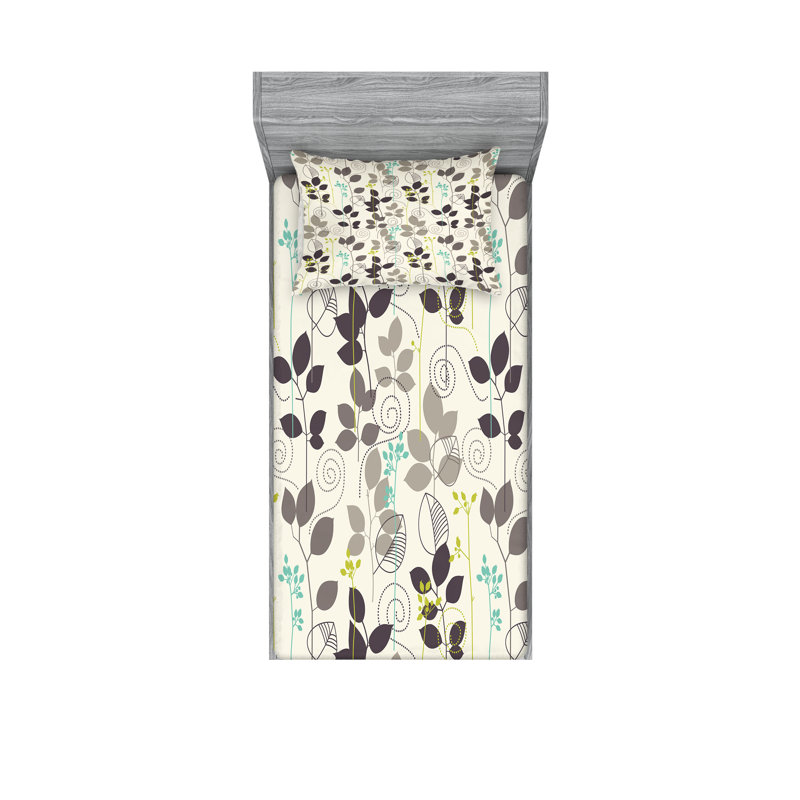 Drap-housse à motif floral Ambesonne, Ensemble de draps pour lit simple très long + 3 p
