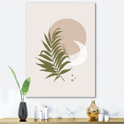 Abstrait soleil et lune avec feuille verte II - impression sur toile