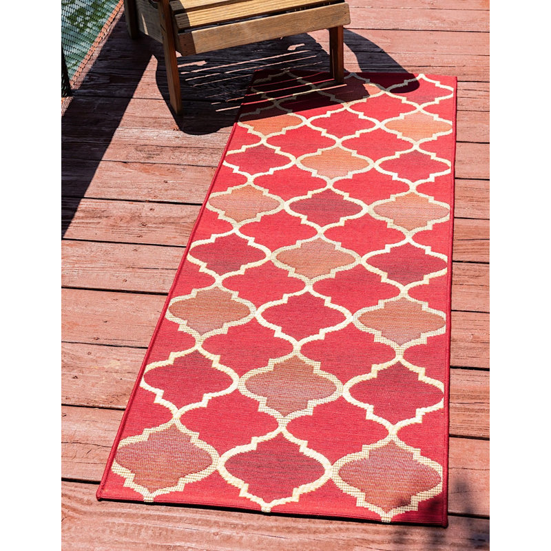 Tapis de véranda d'extérieur couleur écarlate, Tapis de couloir 2 pi x 6 pi