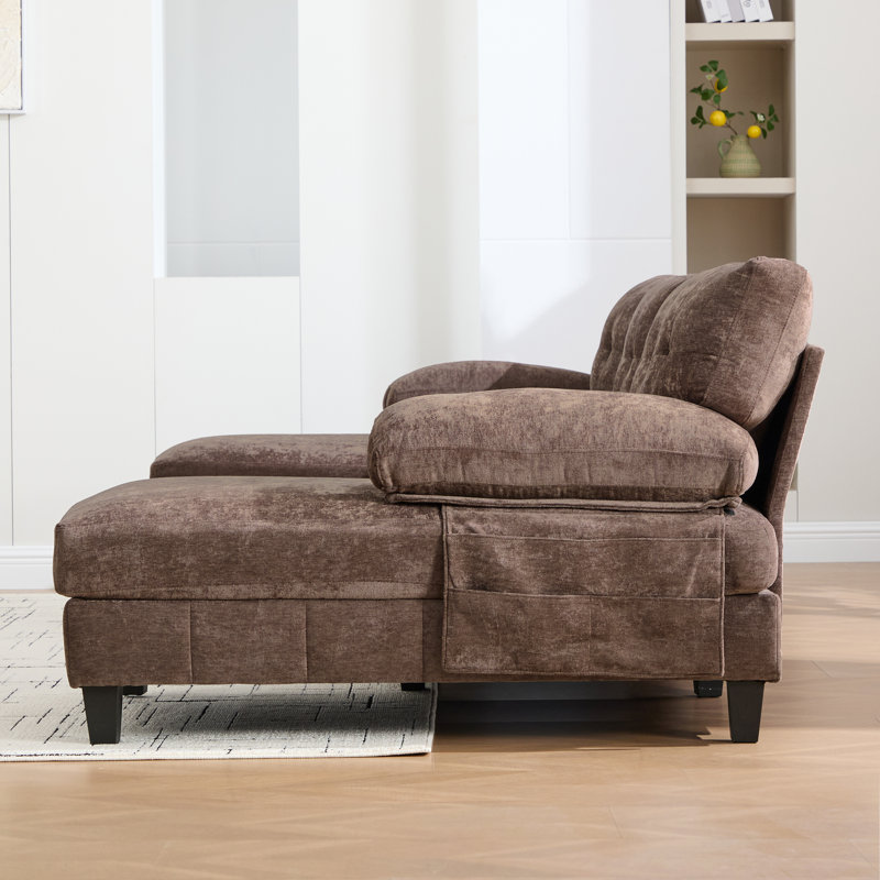 103.5"W 4-Piece Upholstered Sectional, Brown Chenille