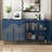 Sideboard Modern Fluted Buffet With Storage, Curve Element With Strict Lines, 4-Doors Storage Cabinet With Adjustable Shelves For Kitchen, Dining Room, Living Room (Navy Blue)-786398988