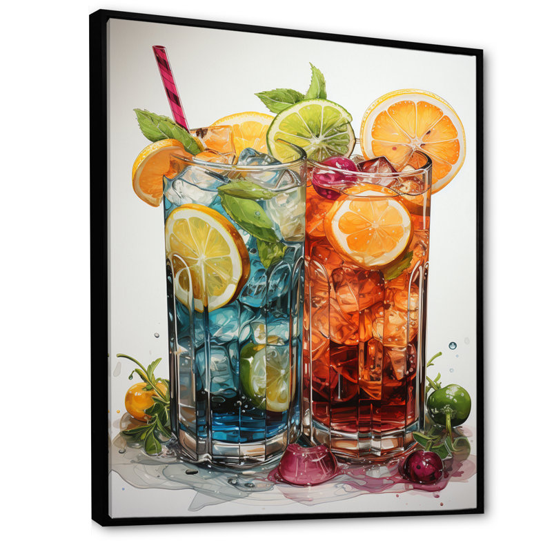 Jef Food Cocktail A Glamour II, H 32 po x l 16 po x P 1 po, Cadre flottant noir