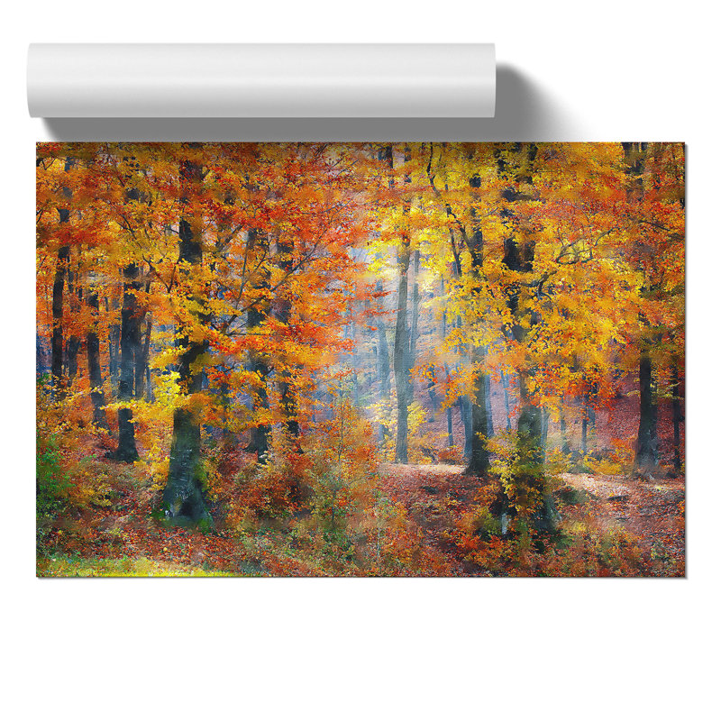Autumn Forest Painting - Frameless Print, 21cm H x 30cm W x 0.1cm D