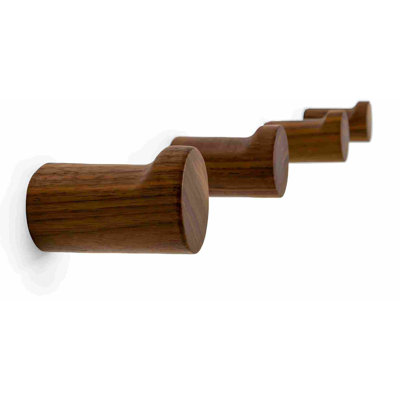 Crochets muraux en bois naturel naturel - paquet de 4 - Moderne - piquets en bois décoratifs faits à la main minimalistes pour chapeau suspendu, manteaux (bois de noyer noir)