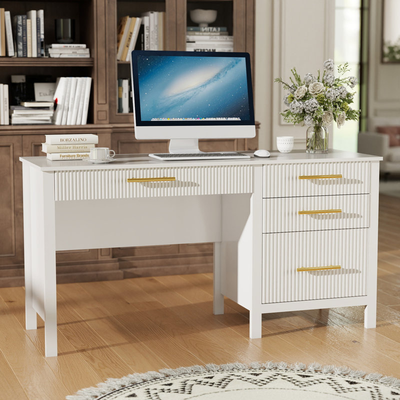 54" Executive Desk with 4 Drawers,Wood Home Office Desk with File Drawers, MHSZ-2602A