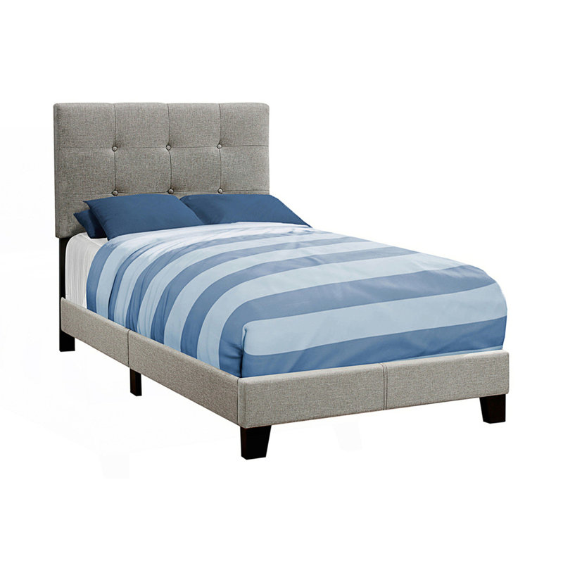 Lit tapissier standard Rojus, Gris, Simple