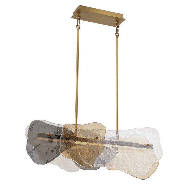 Lustre, 39 po, laiton antique, verre mélangé, 40"