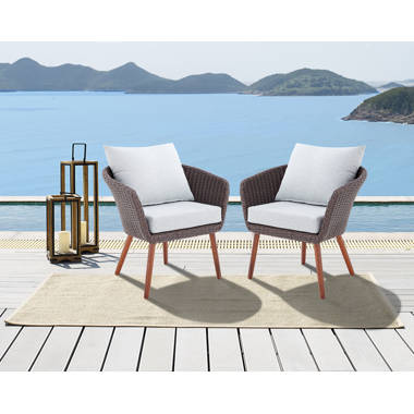 Linkwood Rocking Swivel Patio Chair with Cushions (Set of 2) Beachcrest Home Frame Color: Dark Brown