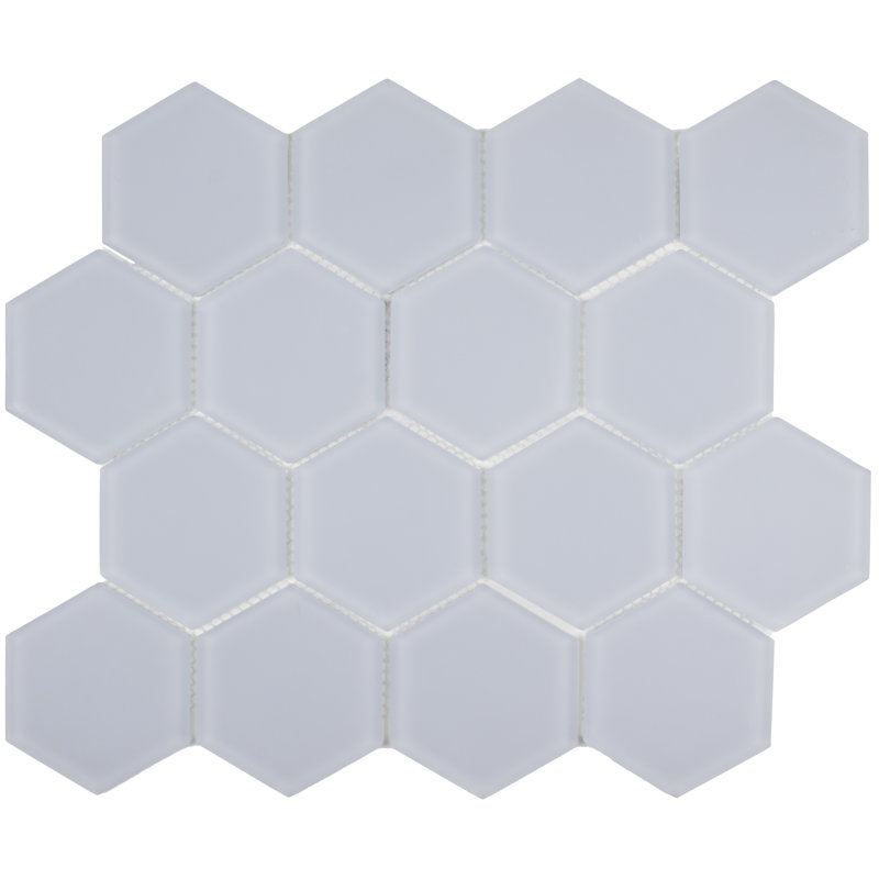 Carreau de mosaïque en verre 3 po 10,25 po x 11,75 po Beehive, Bleu des Caraïbes mat