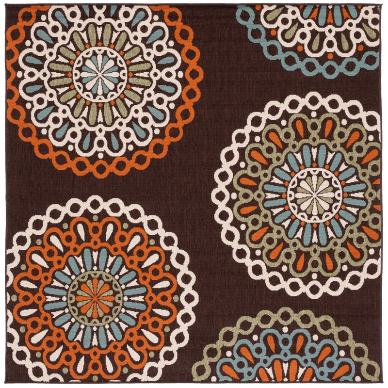 Centeno Performance Floral Indoor/Outdoor Area Rug, Square 6'7"