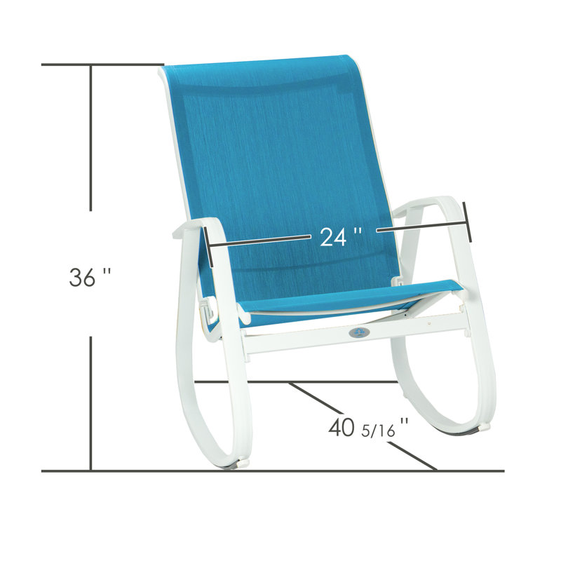 Chaise berçante d'extérieur en métal , Bleu