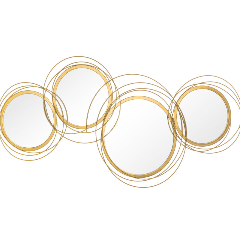 Gold Decorative Wall Art With Metal Mirrors - 3D, 42.25"X22 3D Decor For Bedroom And Living Room,