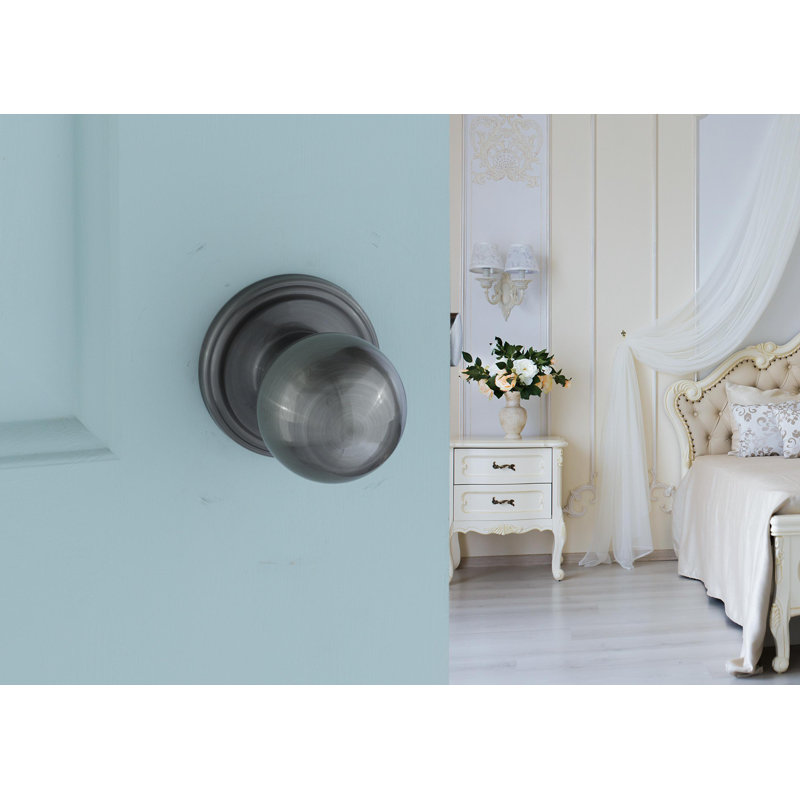 Bouton de porte simple avec rosette rond Ball, Nickel antique