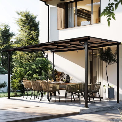 10' X 12' Outdoor Gazebo Pergola, Metal Awning With Roof, Heavy Duty For Patio, Decks, Backyard - & Wind Snow