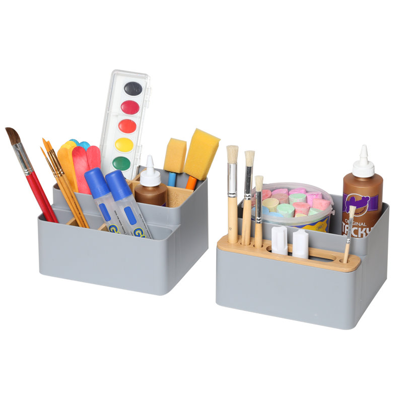 Bamboo & Plastic Desk Organizer