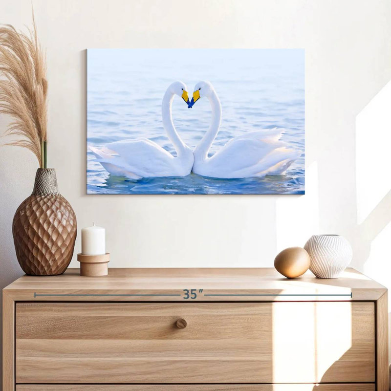 Couple de cygnes amoureux Brampt, H 16 po x l 24 po