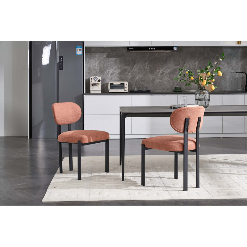 Ensemble de 2 chaises de salle à manger de style moderne Mid-Century Boucle, élégantes et ergonomiques avec des pieds en métal noir pour une assise confortable