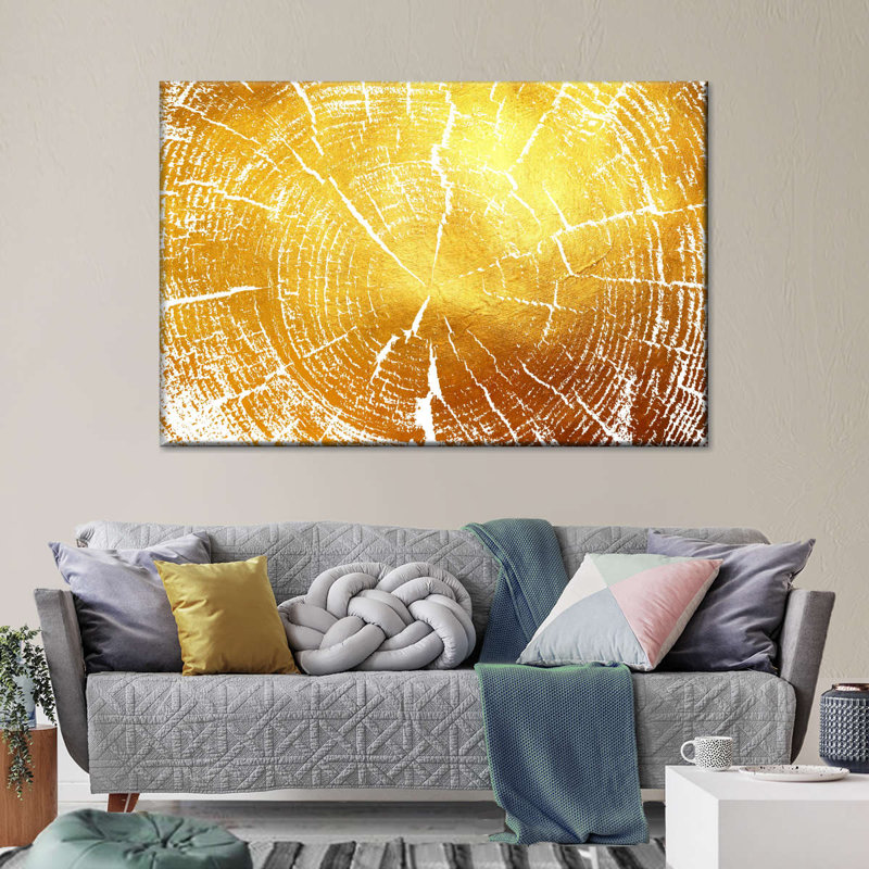 Golden Tree Rings On Canvas Print, 20" H x 30" W x 1.25" D