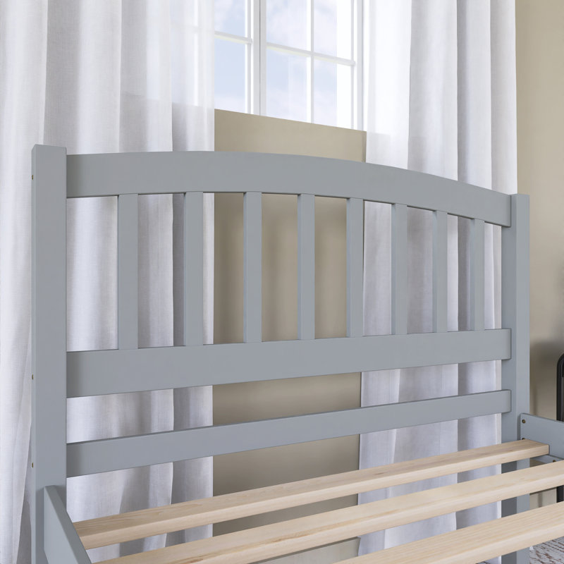 Lit plateforme en bois avec lit gigogne, Gris