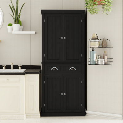 71" Kitchen Pantry Storage Cabinet , With 4 Doors, Drawer, 2 Adjustable Shelves, Freestanding Cupboard For Dining Room Living Room, Laundry by Winston Porter
