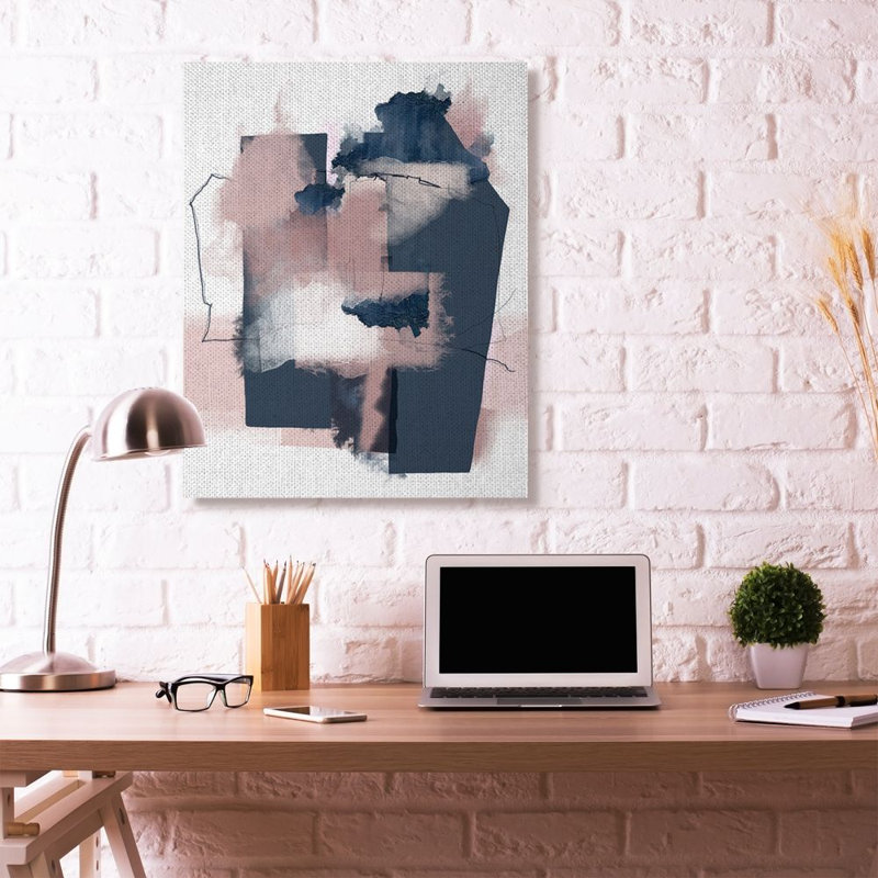 « abstract geometry », impression en bleu, Toile tendue, H 48 po x l 36 po x P 1,5 po