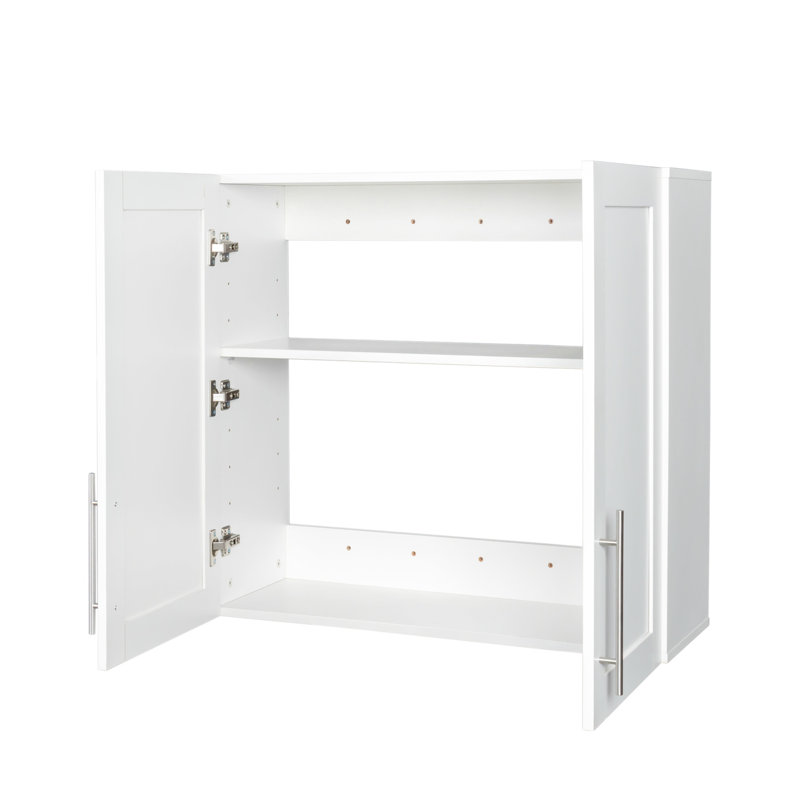 Armoire de rangement murale empilable, buffet en bois avec tablettes réglables, P 11,8 po x l 31,5 po x H 29,9 po, blanc