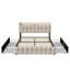 European King (160x200cm) Bed with LED Headboard, Upholstered Frame with 4 Storage Drawers & EU Sockets, Beige / Grey Linen -1831991507
