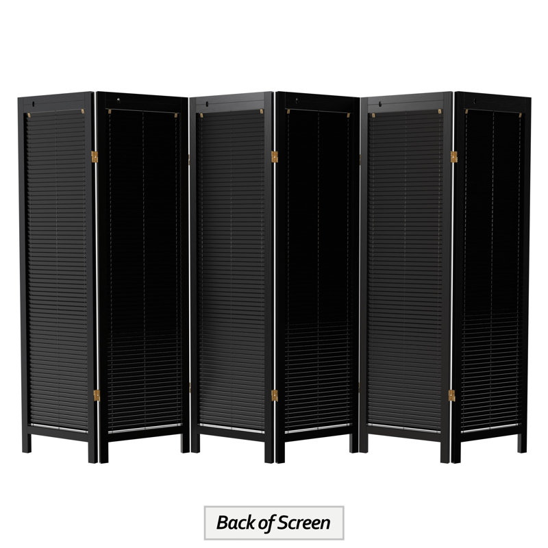 6 Ft. Tall Adjustable Shutter Room Divider White 3 Panel, 6, Black
