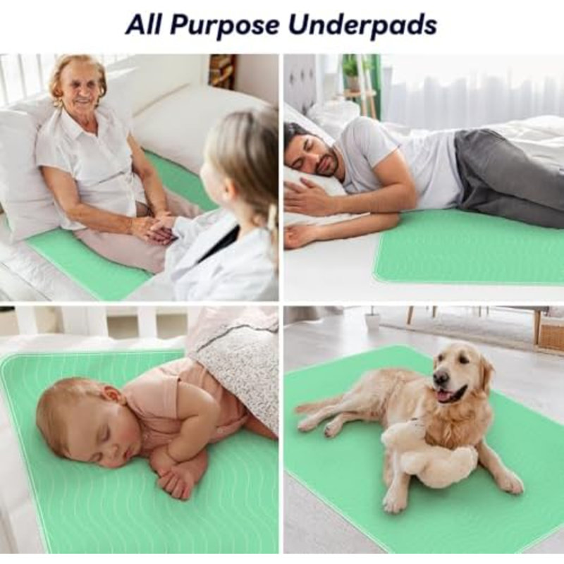 Paquet de 4 sous-coussinets lavables extra-lourds de 36 po x 54 po, coussinets d'allaitement imperméables, coussins de lit lavables réutilisables pour chiens, changement de couches et adultes, protège-matelas