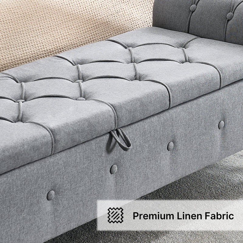 Banc de rangement rembourré 66,9 po, Gris