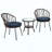 3-Piece Outdoor Rattan Bistro Set, 2 Wicker Chairs & Round Glass Table for Patio, Balcony & Courtyard-1707136841