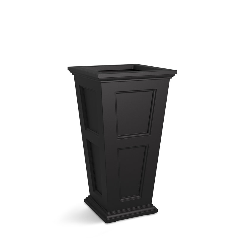 Anastasiya Tall Resin Planter with Water Reservoir, Black, 40" H x 22" W x 22" D