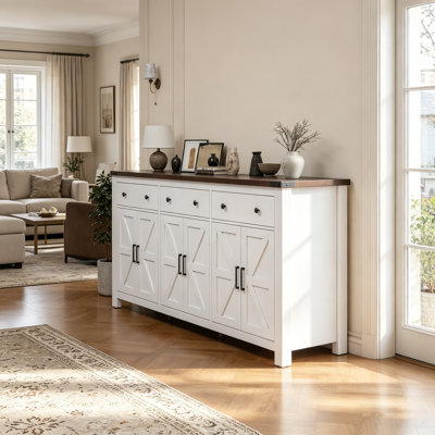 Grand buffet 71 po avec 3 tablettes réglables et 3 grands tiroirs