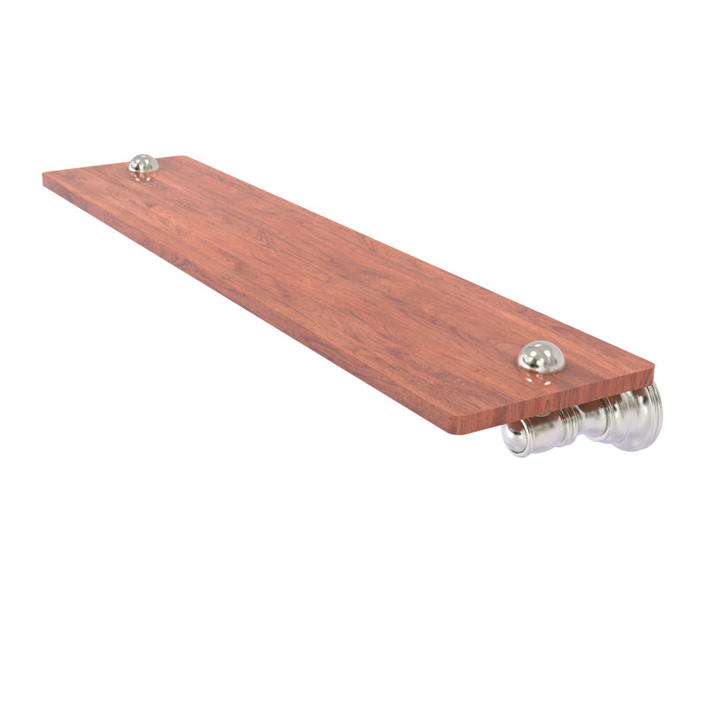 Tablette en bois Freyja, Nickel satiné, H 2,4 po x l 22 po x P 5,54 po
